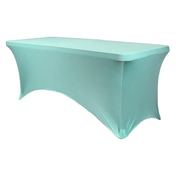 - 8ft Robin Egg Rectangular Spandex Table Covers Fitted Tablecloth Wedding Event Patio Decorations Elastic Fabric Stretch for Folding Table