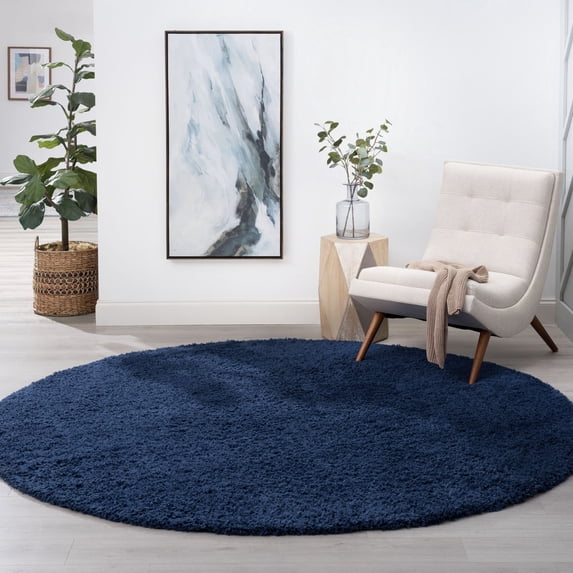 8ft Round Modern Navy Round Area Rugs for Living Room | Bedroom Rug | Dining Room Rug | Indoor Entry or Entryway Rug | Kitchen Rug | Alfombras para Salas 7'10'' Round