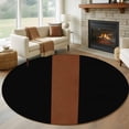 thumbnail image 1 of 8ft Round Rug, Black Brown Non-Skid Rubber Backing Large Area Rugs - Living Room Bedroom Home Office, Contemporary Boho Modern Art Indoor Floor Mat Carpets Washable Rug, 1 of 9