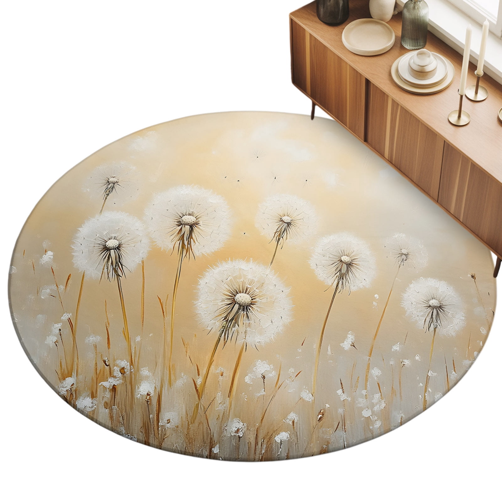 8ft Round Rug Flowers Dandelion Area Rugs for Living Room Bedroom ...