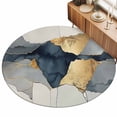 8ft Round Rug Gold Blue Gray Marble Area Rugs for Living Room Bedroom ...