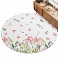 8ft Round Rug Pink Spring Floral Area Rugs for Living Room Bedroom ...