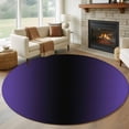 thumbnail image 1 of 8ft Round Rug, Purple Black Ombre Non-Skid Rubber Backing Large Area Rugs - Living Room Bedroom Home Office, Gradient Contemporary Abstract Art Indoor Floor Mat Carpets Washable Rug, 1 of 9