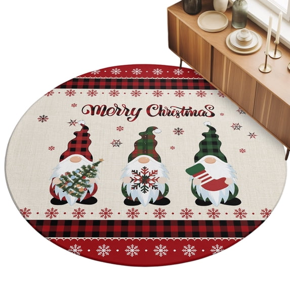8ft Round Rug Red Gnomes Christmas Area Rugs for Living Room Bedroom ...