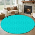 thumbnail image 1 of 8ft Round Rug, Turquoise Plaid Non-Skid Rubber Backing Large Area Rugs - Living Room Bedroom Home Office, Geometric Leaf Diamond Morocco Abstract Indoor Floor Mat Carpets Washable Rug, 1 of 9