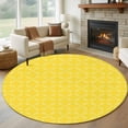 thumbnail image 1 of 8ft Round Rug, Yellow Morocco Non-Skid Rubber Backing Large Area Rugs - Living Room Bedroom Home Office, Geometric Leaf Diamond Lattice Abstract Indoor Floor Mat Carpets Washable Rug, 1 of 9