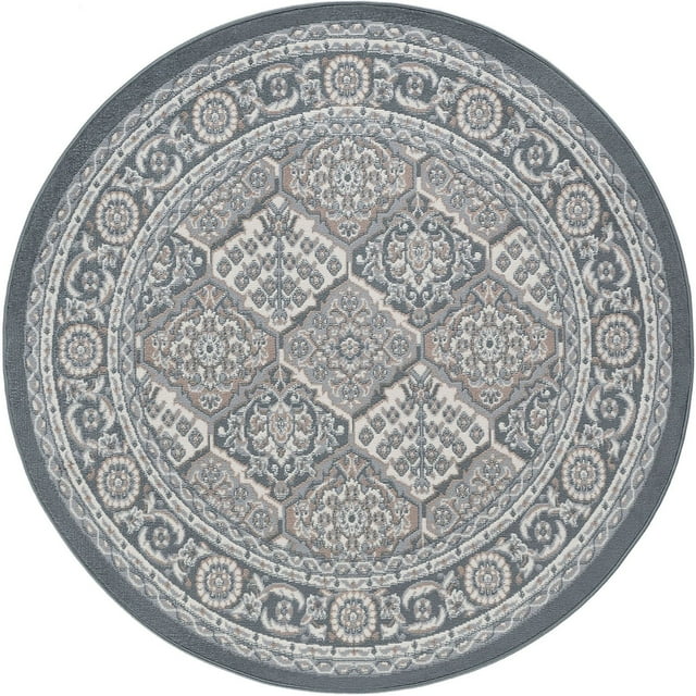 8ft Round Traditional Gray Round Area Rugs for Living Room Bedroom