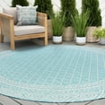 thumbnail image 1 of 8ft Round Water Resistant, Large Indoor Outdoor Rugs for Patios, Front Door Entry, Entryway, Deck, Porch, Balcony | Outside Area Rug for Patio | Aqua, Diamond | Size: 7'11'' Round, 1 of 6