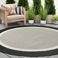 thumbnail image 1 of 8ft Round Water Resistant, Large Indoor Outdoor Rugs for Patios, Front Door Entry, Entryway, Deck, Porch, Balcony | Outside Area Rug for Patio | Black, Solid Border | Size: 7'10'' Round, 1 of 6