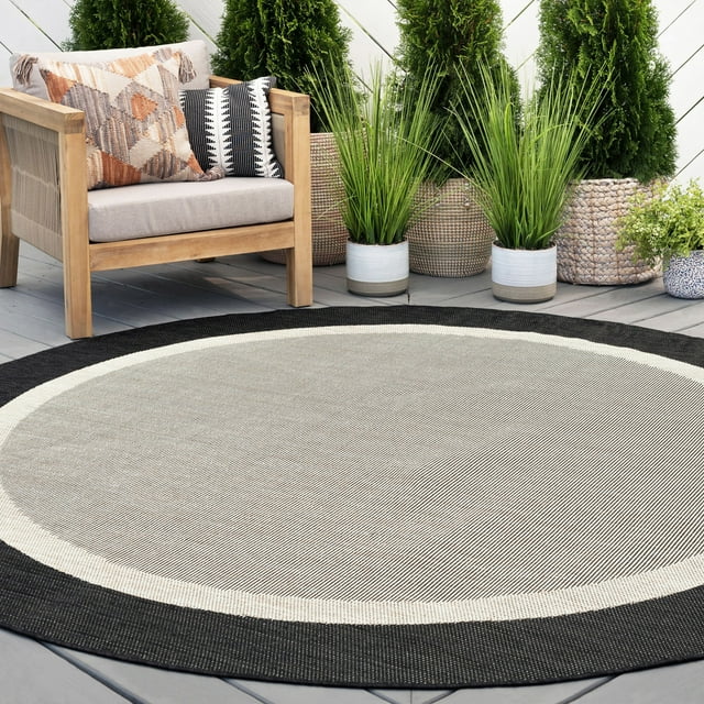 8ft Round Water Resistant, Large Indoor Outdoor Rugs for Patios, Front ...