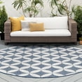 thumbnail image 1 of 8ft Round Water Resistant, Large Indoor Outdoor Rugs for Patios, Front Door Entry, Entryway, Deck, Porch, Balcony | Outside Area Rug for Patio | Blue, Geometric | Size: 7'11'' Round, 1 of 6