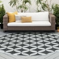 thumbnail image 1 of 8ft Round Water Resistant, Large Indoor Outdoor Rugs for Patios, Front Door Entry, Entryway, Deck, Porch, Balcony | Outside Area Rug for Patio | Charcoal, Geometric | Size: 7'11'' Round, 1 of 6