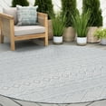 thumbnail image 1 of 8ft Round Water Resistant, Large Indoor Outdoor Rugs for Patios, Front Door Entry, Entryway, Deck, Porch, Balcony | Outside Area Rug for Patio | Gray, Moroccan | Size: 7'11'' Round, 1 of 6