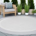 thumbnail image 1 of 8ft Round Water Resistant, Large Indoor Outdoor Rugs for Patios, Front Door Entry, Entryway, Deck, Porch, Balcony | Outside Area Rug for Patio | Gray, Solid Border | Size: 7'10'' Round, 1 of 6