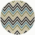 thumbnail image 1 of 8ft Round Water Resistant, Large Indoor Outdoor Rugs for Patios, Front Door Entry, Entryway, Deck, Porch, Balcony | Outside Area Rug for Patio | Multi-Color, Chevron | Size: 7'10'' Round, 1 of 4
