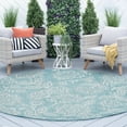 thumbnail image 1 of 8ft Round Water Resistant, Large Indoor Outdoor Rugs for Patios, Front Door Entry, Entryway, Deck, Porch, Balcony | Outside Area Rug for Patio | Seafoam, Floral | Size: 7'10'' Round, 1 of 5