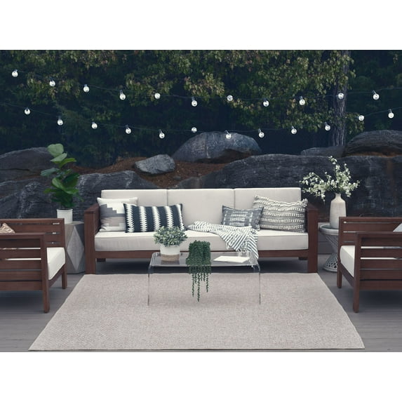 8ft Square Water Resistant, Large Indoor Outdoor Rugs for Patios, Front Door Entry, Entryway, Deck, Porch, Balcony | Outside Area Rug for Patio | Cream, Solid | Size: 7'7'' Square