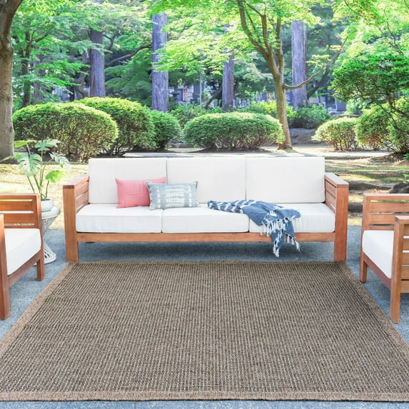 8ft Square Water Resistant, Large Indoor Outdoor Rugs for Patios, Front Door Entry, Entryway, Deck, Porch, Balcony | Outside Area Rug for Patio | Spice, Solid | Size: 7'7'' Square