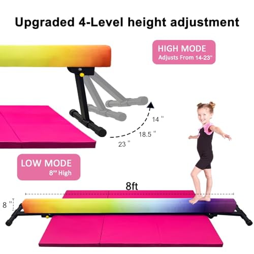 8ft Ultrasimple Adjustable&Foldable Balance Beam,High-Low Floor Beam ...