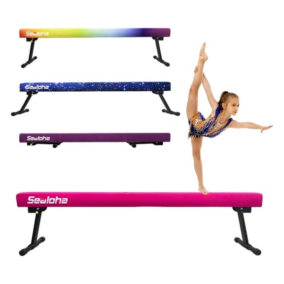 8ft Ultrasimple Adjustable&Foldable Balance Beam,High-Low Floor Beam Suede Gymnastics Equipment,No Tool Require, Gymnastics Beam for Training&Professional HomeTraining