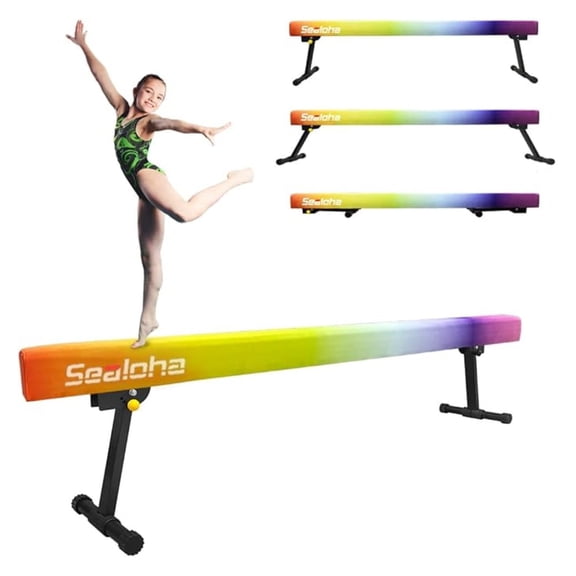 8ft Ultrasimple Adjustable&Foldable Balance Beam,High-Low Floor Beam Suede Gymnastics Equipment,No Tool Require, Gymnastics Beam for Training&Professional HomeTraining