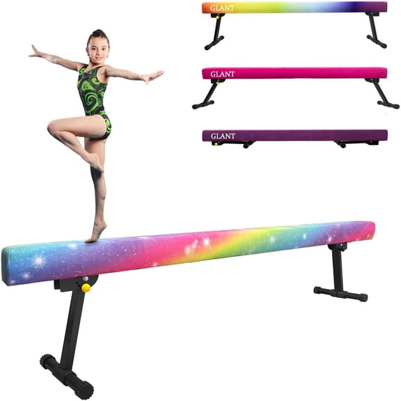 8ft Ultrasimple Adjustable&Foldable Balance Beam,High-Low Floor Beam Suede Gymnastics Equipment,No Tool Require, Gymnastics Beam for Training&Professional HomeTraining