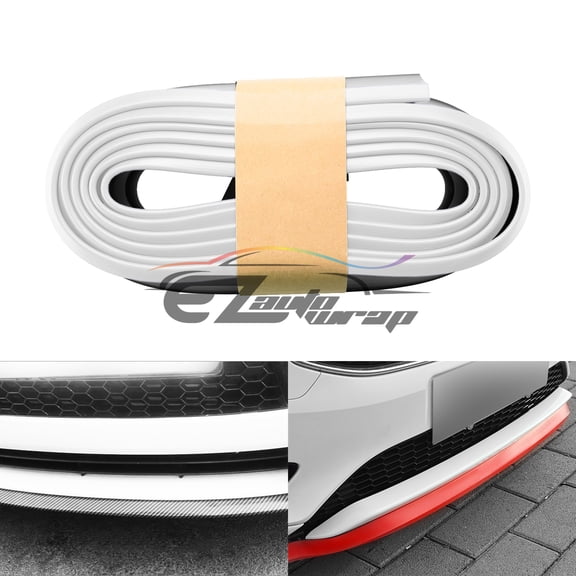 8ft Universal 2 Tone Black-White PU Rubber Front Bumper Lip Splitter Spoiler Chin Body Kit Facia Chin