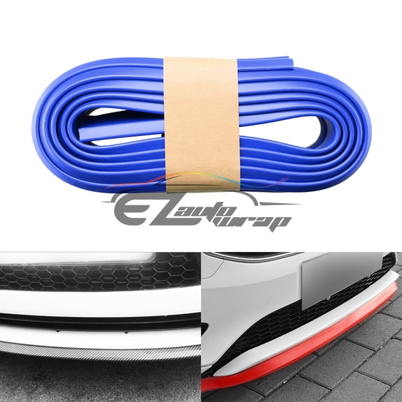 8ft Universal Blue PU Rubber Front Bumper Lip Splitter Spoiler Chin Body Kit Facia Chin
