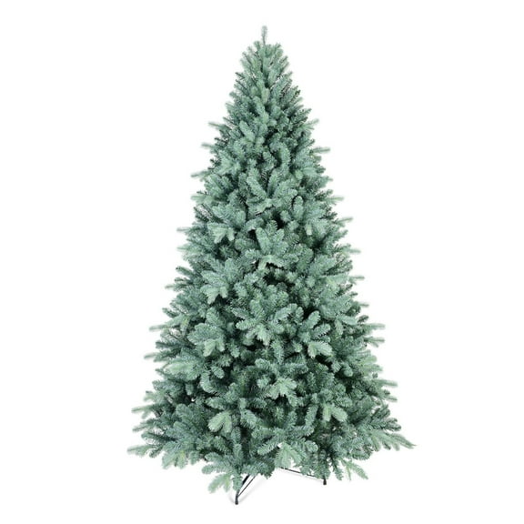 8ft Unlit Blue Spruce Christmas Tree - 2848 Tips, Hinged, Metal Base - Indoor/Outdoor Holiday Decor