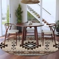 thumbnail image 1 of 8ft Washable Large Round Rug, Aztec Non-Slip Circle Area Rug for Living Room Dining Room, Brown Southwest Wind Bohemian Ethnic Wind Indoor Floor Mat for Home Decor, 1 of 9