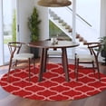 thumbnail image 1 of 8ft Washable Large Round Rug, Bright Red Plaid Non-Slip Circle Area Rug for Living Room Dining Room, Retro Country Moroccan National Geometrical Plaid Indoor Floor Mat for Home Decor, 1 of 9