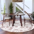 thumbnail image 1 of 8ft Washable Large Round Rug, Country Style Non-Slip Circle Area Rug for Living Room Dining Room, Vintage Cottages Animals Tree Retro Illustration Brown Indoor Floor Mat for Home Decor, 1 of 9