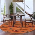 thumbnail image 1 of 8ft Washable Large Round Rug, Cowboys Horses Non-Slip Circle Area Rug for Living Room Dining Room, Desert Ethnic Winds Orange Background Indoor Floor Mat for Home Decor, 1 of 9