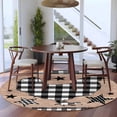 thumbnail image 1 of 8ft Washable Large Round Rug, Farm Animals Non-Slip Circle Area Rug for Living Room Dining Room, Star Hen Brown Wood Striped Black Plaid Indoor Floor Mat for Home Decor, 1 of 9