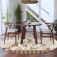 thumbnail image 1 of 8ft Washable Large Round Rug, Retro Forest Animal Non-Slip Circle Area Rug for Living Room Dining Room, Brown Deer Bear Hedgehog Bird Butterfly Eucalyptus Leaves Indoor Floor Mat for Home Decor, 1 of 9