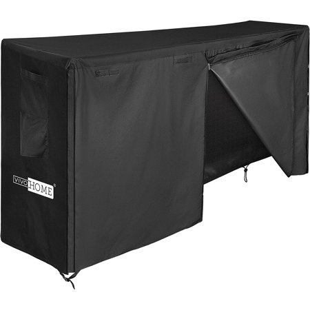 8ft Waterproof Log Rack Cover, Heavy Duty 600D Oxford Outdoor Firewood Storage Cover with Zipper and Hook Loop Tape (Log Rack not Included)