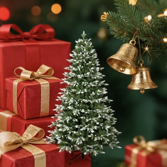 8ft Whitehead PE Hybrid Automatic Christmas Tree - Easy Setup Foldable Holiday Centerpiece