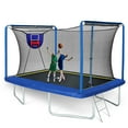 thumbnail image 1 of 8ft by 12ft Rectangular Trampoline with Basketball Board, Ball Inflater and Ladder, Blue, ASTM Standard Tested, 1 of 7