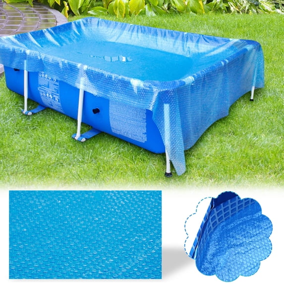 8ft x 5ft Rectangle Solar Pool Cover - Bubble Heating Blanket for Inground and Above Ground Pools, Heat Retaining Cover Reduces Water Evaporation and Keeps Pool Clean