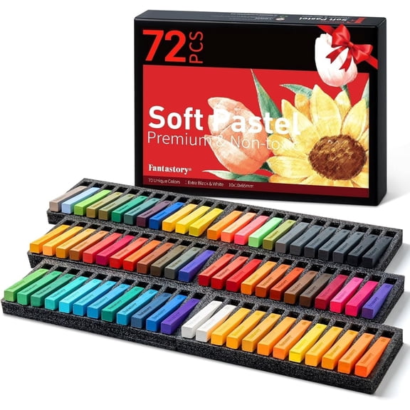 8g 72 Colors Long Soft Chalk Pastels Set | Includes 5 Fluorescent Colors, Non-Toxic, Great for Artists, Beginners, Classroom, Drawing, Blending, Layering, Art Supplies