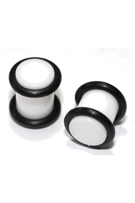 8g gauge Pair WHITE ACRYLIC PLUGS tunnels ear 3.2mm