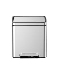 8gal (2x4 gal) Stainless Steel Double Trash Can,Garbage Can Step-on Metal Trash Bin with Inner Bucket,Heavy Duty Kitchen/Bathroom/Bedroom Trash
