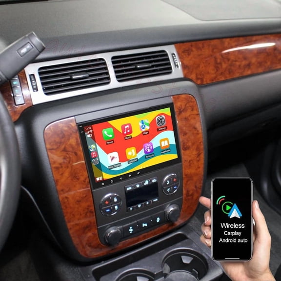 8in Android 14 Car Stereo Compatible for Chevrolet Avalanche 2007-2013, 4+64GB, Built-in Wireless CarPlay & Android Auto, GPS Navigation, Backup Camera, Bluetooth/WiFi/SWC/Split Screen