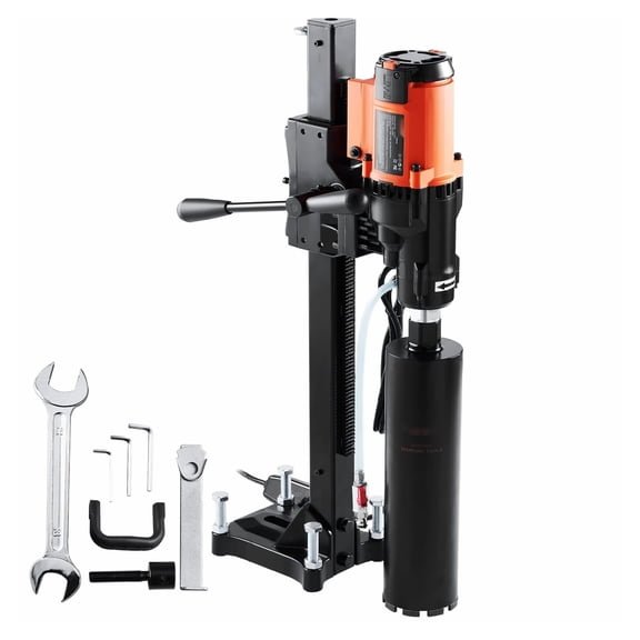 8in Concrete Drill Rig, Wet/Dry Drilling Machine with Stand - 2500W, 750RPM, 1-1/4" Thread, 8" Capacity for Concrete, Brick, Stone