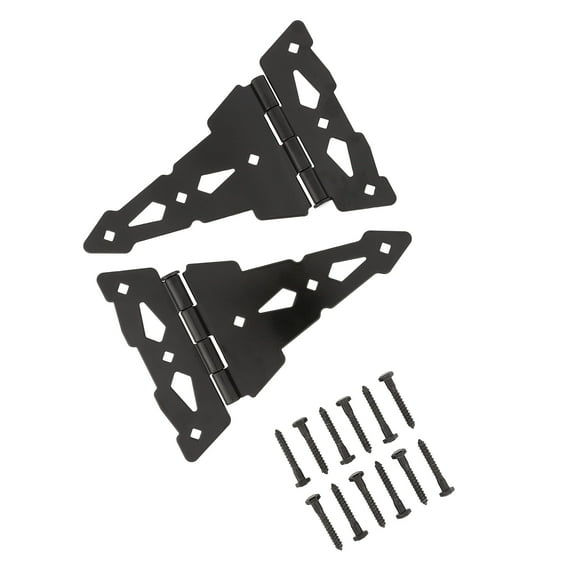 8in Decorative T Hinge | Heavy Duty Zinc Wood Gate Hinge | Pair – Black