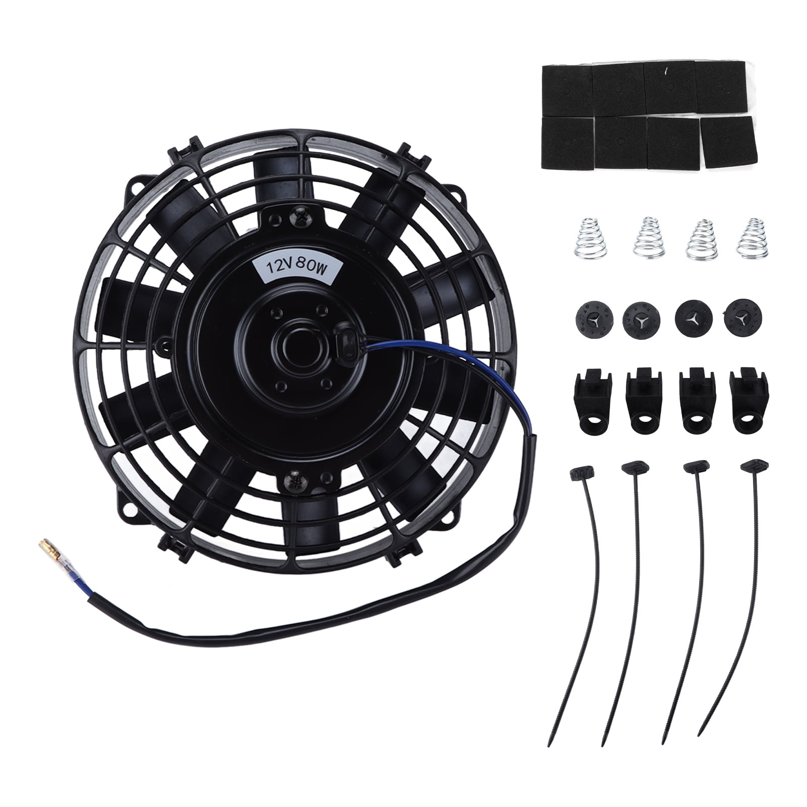 8in Electric Radiator Cooling Fan 12V 80W Straight Blade Pull Push Slim for AC System