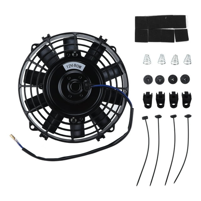 8in Electric Radiator Cooling Fan 12V 80W Straight Blade Pull Push Slim