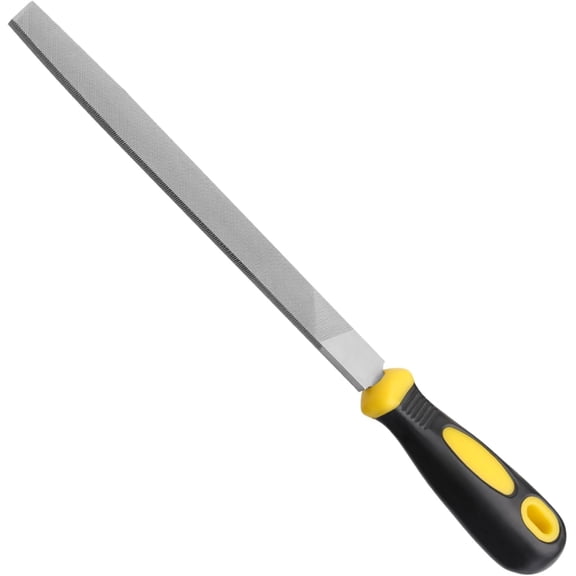 8in Flat Metal File, Total 12in, File Blade 8in, Anti-Slip Ergonomic Handle, Harden High Carbon Steel, Uniform Teeth, Ideal Hand Files to Sharpen and Deburr Metal, Stone, Wood, Plastic
