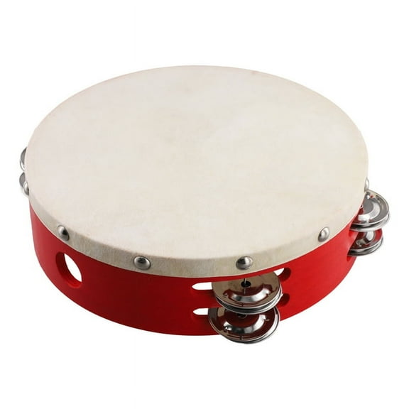 8in Hand Held Tambourine Drum Bell Metal Jingles Percussion Musical Toy for KTV Kids Games