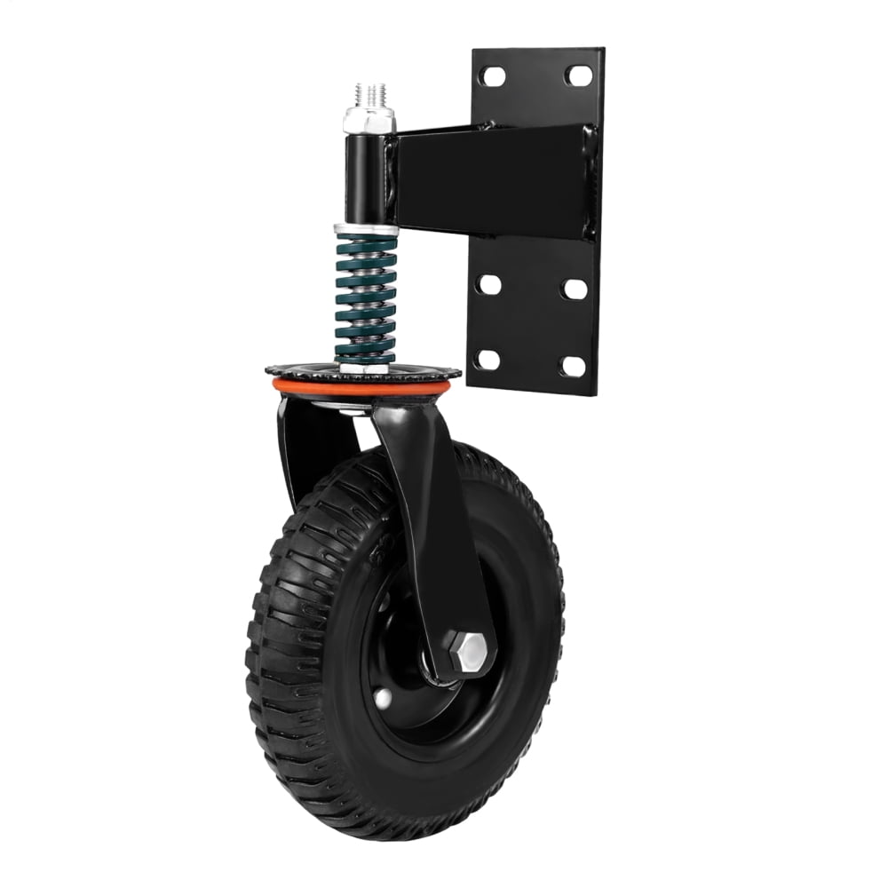 8in Heavy Duty Gate Wheel, 1pc Spring-Loaded Rubber Casters for Wooden or Metal Gate, 360 Degree Rotation, 600 Lbs Load Capacity